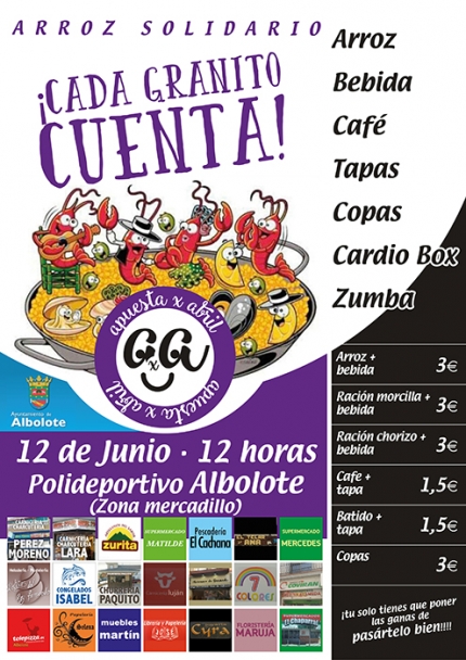 Cartel anunciador del arroz solidario `Cada granito cuenta`