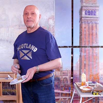 El pintor Rodri en su estudio.