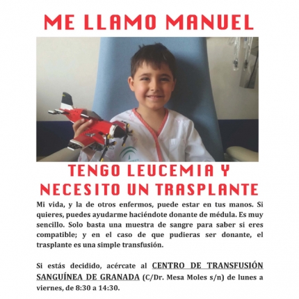El pequeño Manuel necesita un trasplante de médula