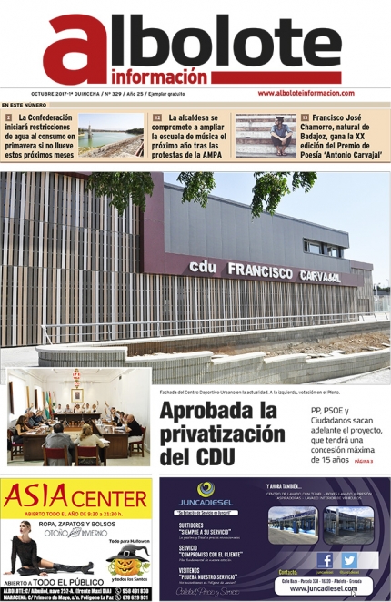 Portada del periódico local de Albolote de la primera quincena de octubre. 