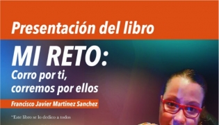 Cartel anunciador de la presentación del libro, con la imagen de la joven Abril Sánchez Hervás. 