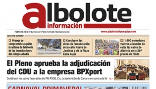Portada del periódico local Albolote Información de la segunda quincena de febrero 2018