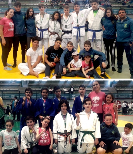 Delegaciones del club de judo Baransu. Arriba los cadetes y abajo los alevines/ CLUB JUDO BARANSU