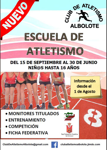 Cartel informativo editado por el Club de Atletismo de Albolote informando de la nueva sección infantil