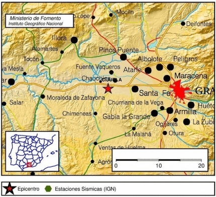 El epicentro ha  estado localizado en plena vega granadina. 