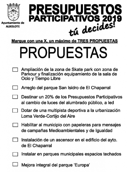 Papeleta de votación con el contenido de la ocho propuestas finalistas. 