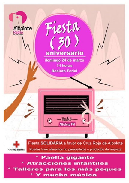 Cartel promocional del 30 aniversario de Radio Albolote.