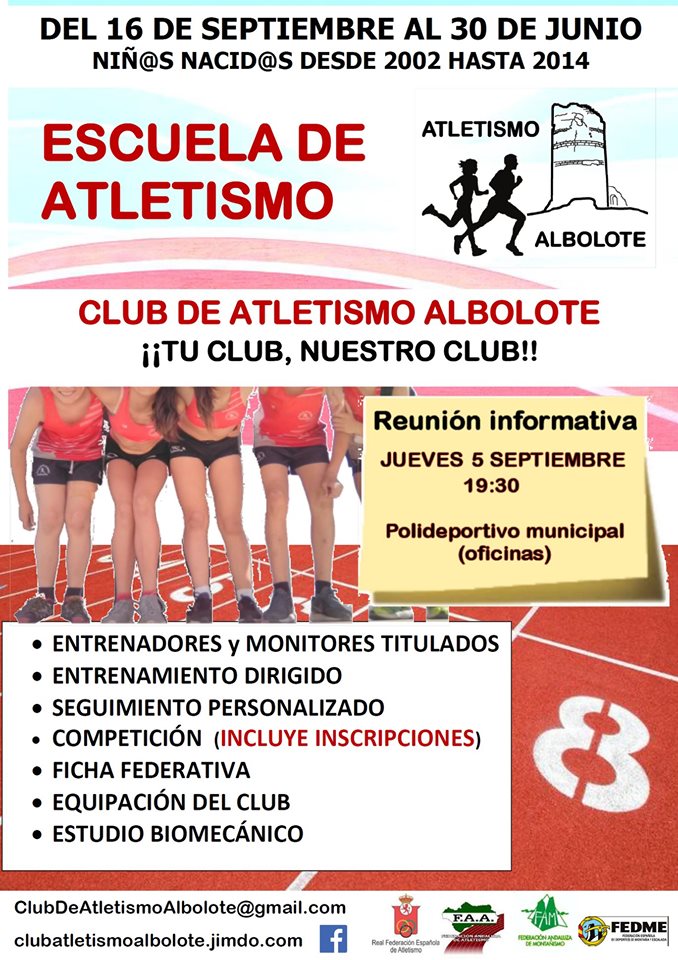 Cartel editado por el club para anunciar su escuela de atletismo