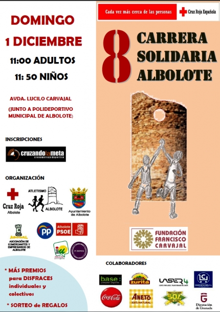 Cartel anunciadro de la 8ª edición de la Carrera Solidaria de Albolote. 