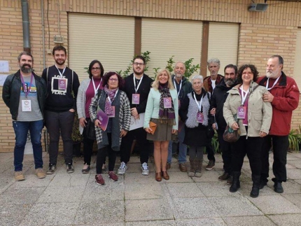 Representantes de Podemos Albolote con su única concejala, Juliet W Nieto, en el centro, en una foto tomada durante la última jornada electoral. /PODEMOSl