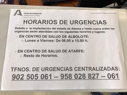 Nuevos horarios y atención en urgencias 