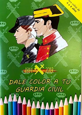 Portada del cuaderno para colorear editado por la Guardia Civil.