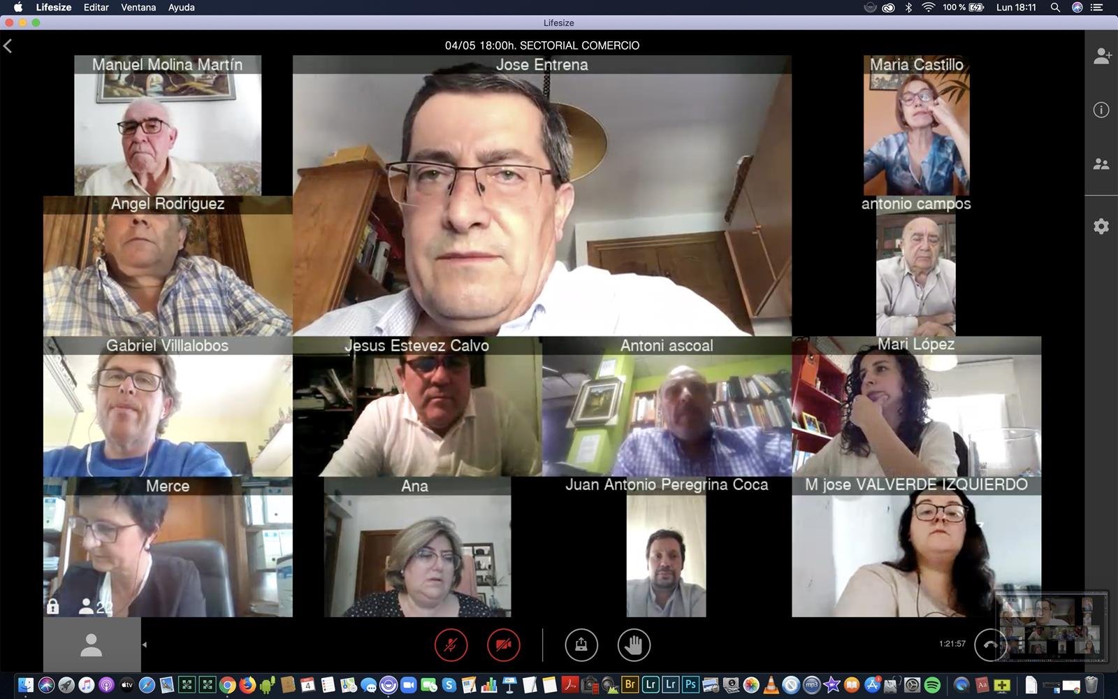 Fotograma de la reunión online del presidente de la Diputación de Granada con representantes del sector del pequeño comercio. /DIPUTACIÓN