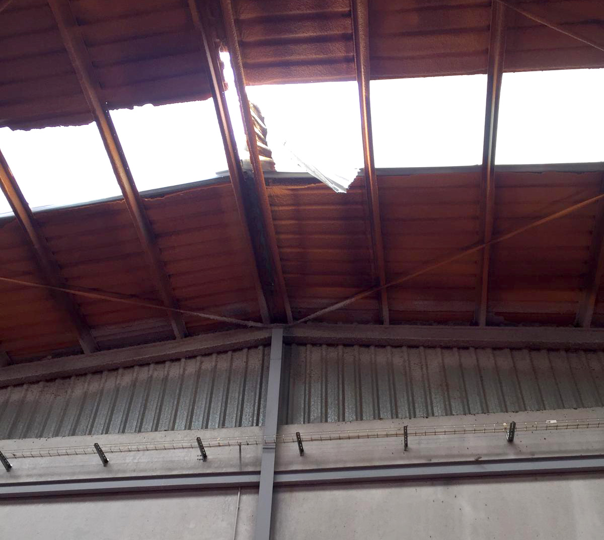 La chapa del tejado ha cedido y ha precipitado al vacío al trabajador/ P.L.ALBOLOTE