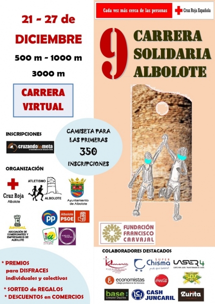 Cartel del a 9ª Carrera Solidaria de Albolote, que este año será virtual.
