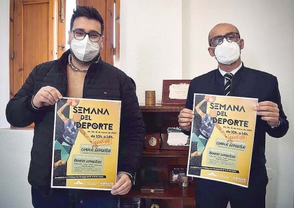 El concejal de Deportes y el alcalde durante la presentación de la Semana del Deporte.