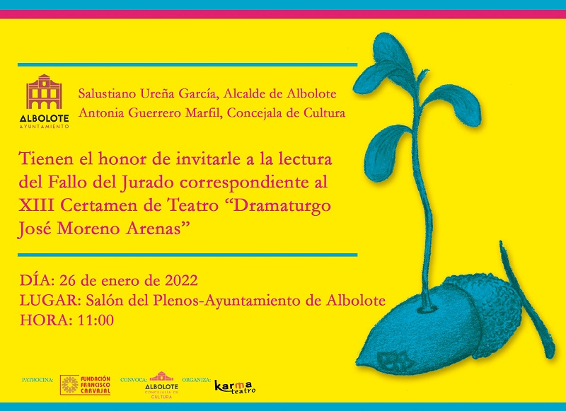 Convocatoria del premio `Dramaturgo José Moreno Arenas`