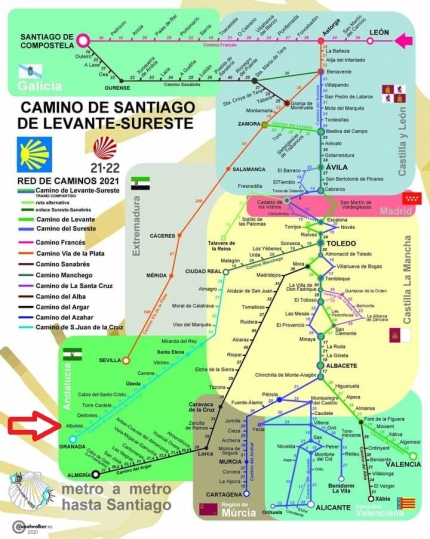 Albolote aparece en el plano-metro de los caminos Levante-Sureste.