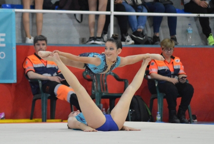 Nerea Chacón y Valeria Agea durante su participación en la Tercera Fase de la Liga Andaluza de Gimnasia Acrobática (J. PALMA) 