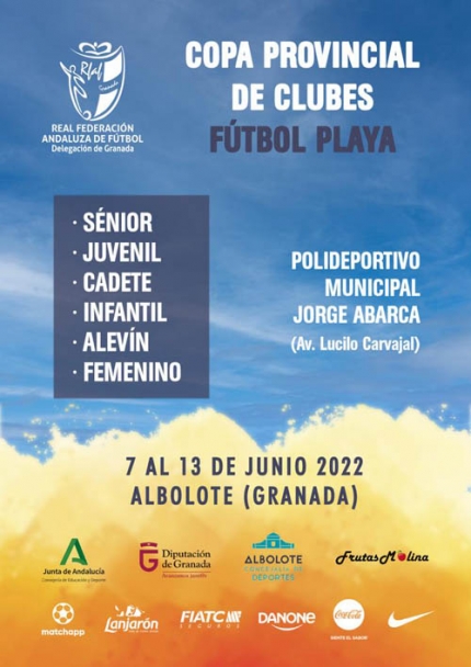 Cartel promocional de las copas provinciales de fútbol playa 