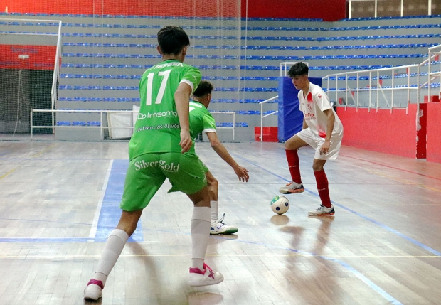 Una acción del equipo juvenil del Albolote Pyltin durante un partido de liga (ALBOLOTE FUTSAL)