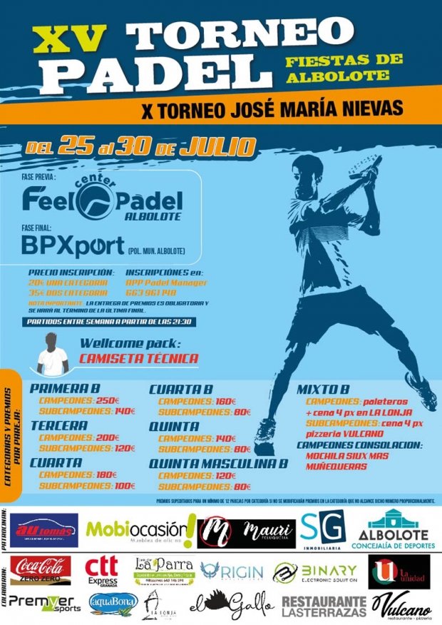 Cartel del XV Torneo de Pádel Fiestas de Albolote 
