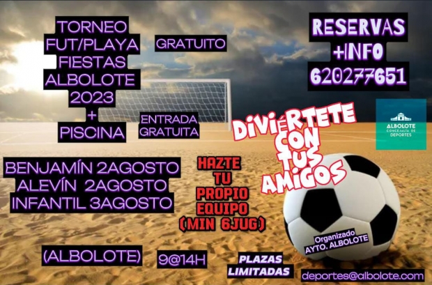 Cartel del Torneo de fútbol playa en las Fiestas de Albolote