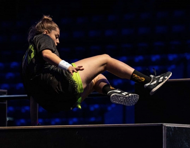 Paula Martínez en un momento de su participación en el Campeonato de España de Parkour (CLUB BALANS)