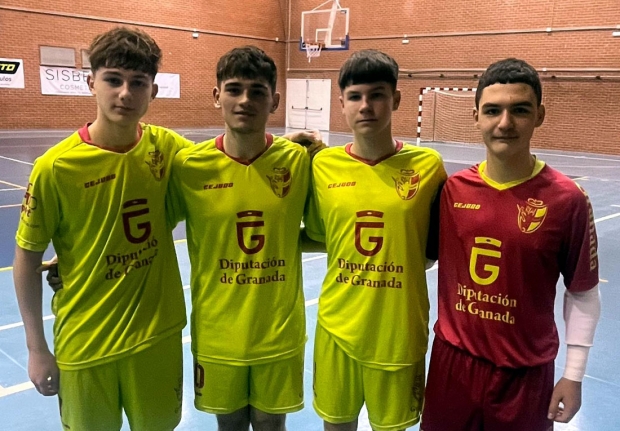 Jugadores del Albolote Futsal con la camiseta de la selección andaluza cadete (ALBOLOTE FUTSAL) 