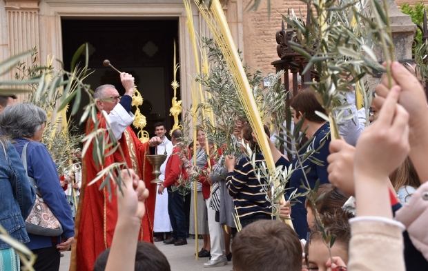 Bendición del párroco local el domingo de ramos 