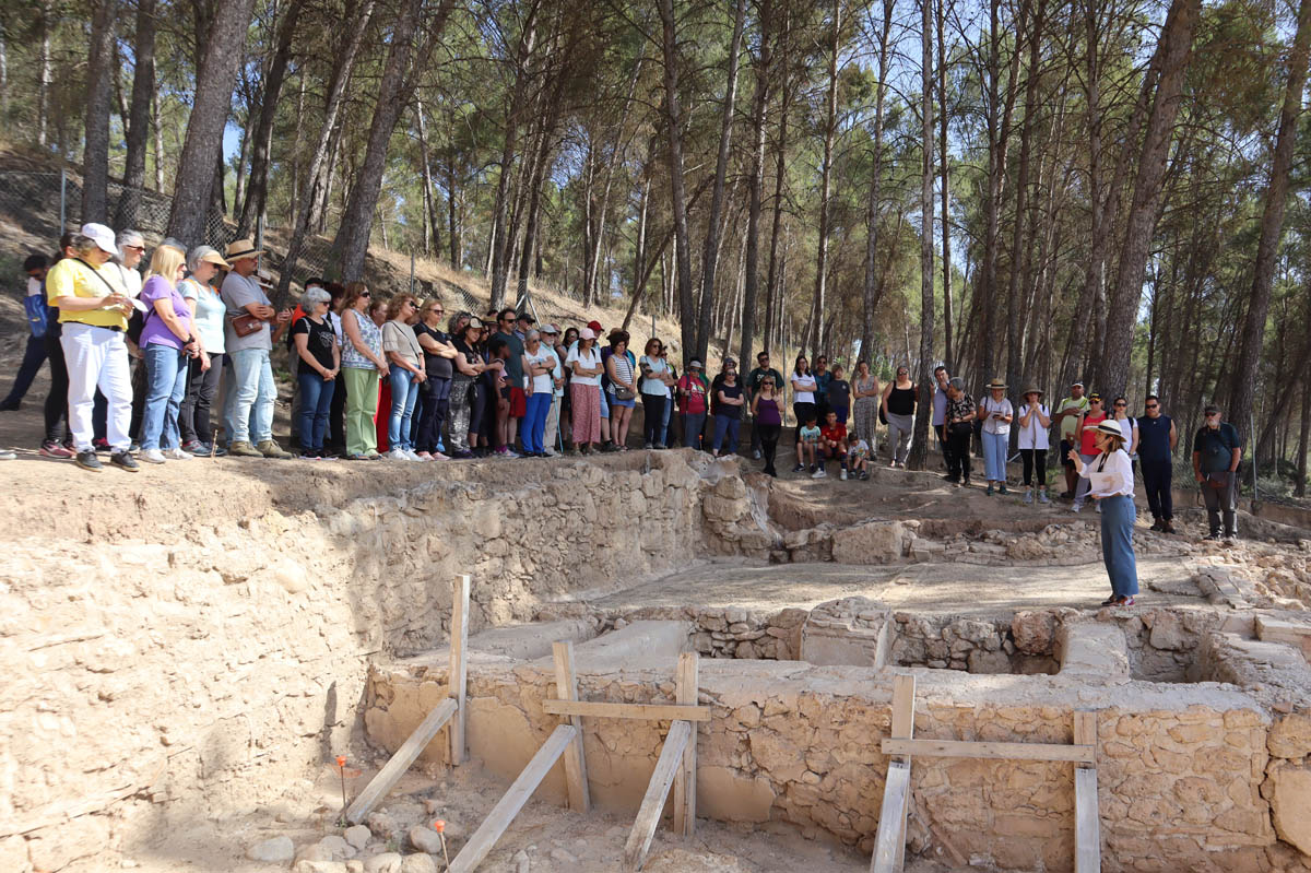 La profesora Bustamante explica a los visitantes detalles de cómo era la Villa Romana del Cortijo del Cana tras los datos que están arrojando los trabajos de excavación. La profesora Bustamante explica a los visitantes detalles de cómo era la Villa Romana del Cortijo del Cana tras los datos que están arrojando los trabajos de excavación.