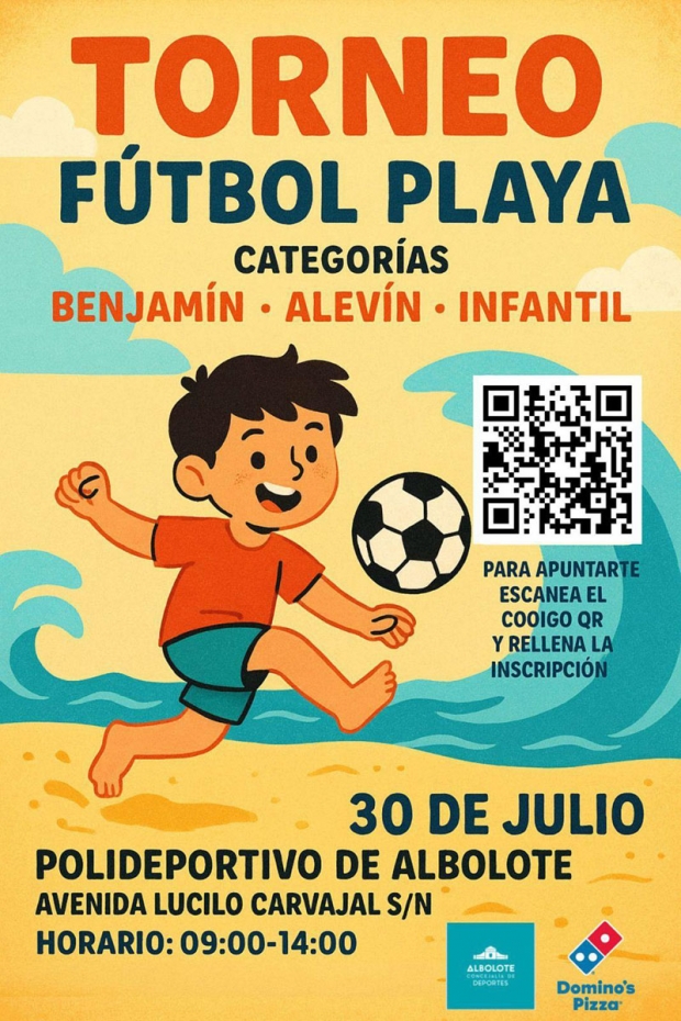 Cartel del torneo de fútbol playa para las Fiestas de Albolote