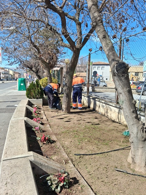 Trabajo de los operarios en los espacios públicos 
